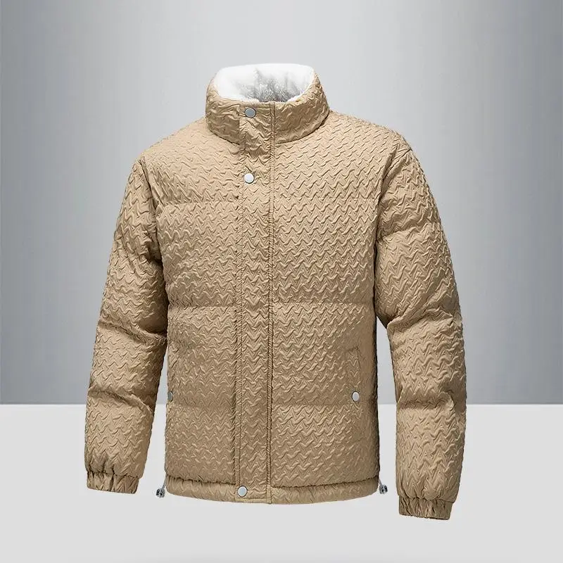

Мужская утепленная хлопковая куртка: теплая зимняя верхняя одежда, модный воротник-стойка, молодежная трендовая модель из полиэфирного волокна