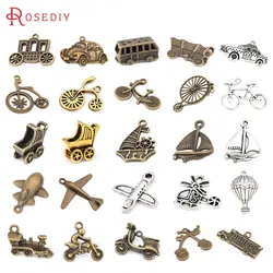 Vintage Style Zinc Alloy Sailboat Bicycle Plane Bus Charms Pendants Diy Jewelry Making Supplies Necklace Earrings Accessories