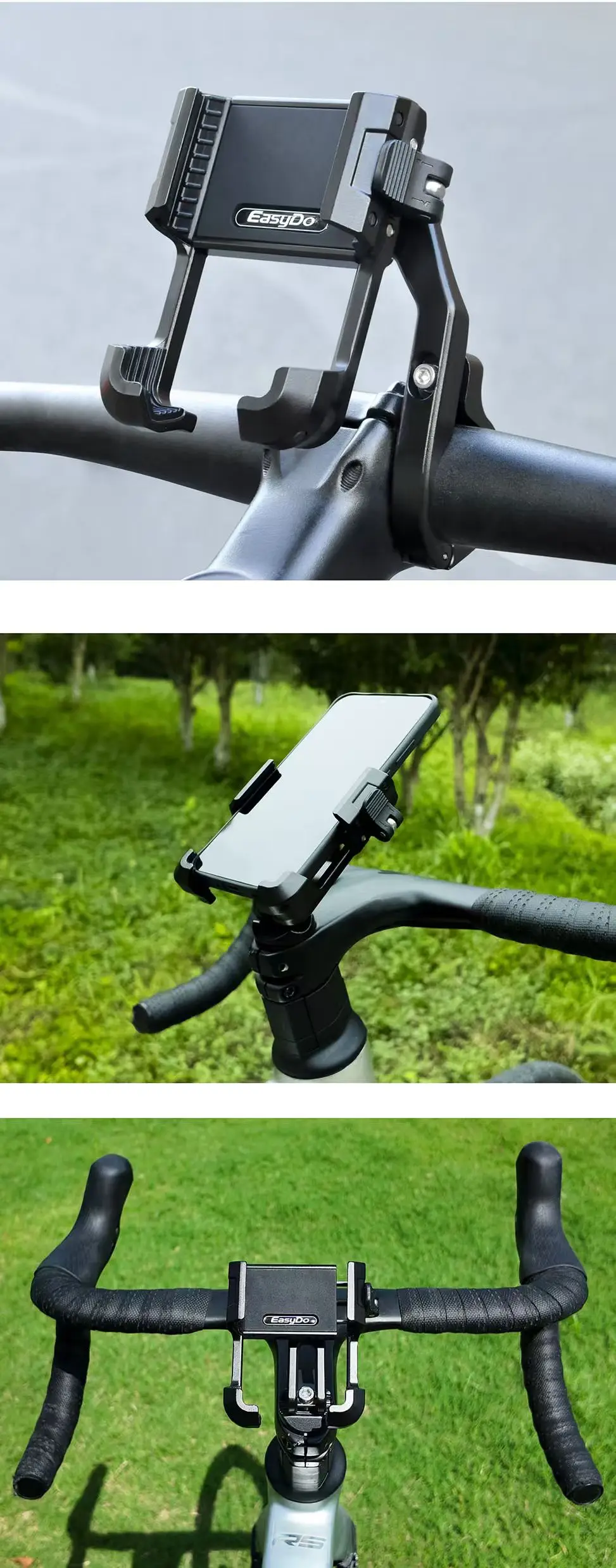 Easydo Aluminium-Fahrrad-Handyhalterung E-Bike-Lenker-Handyhalterung Anti-Vibrations-Fahrradstiel-Handyhalterung für BikeLight Gopro – Detail 14
