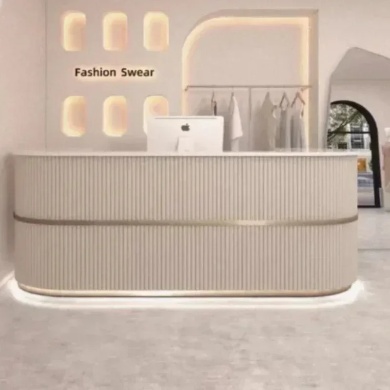 

Minimalist 59-Inch 150*60*100 CM Six Colours Light Cashier Mobile Convenient Reception Desk Office Luxury Furniture