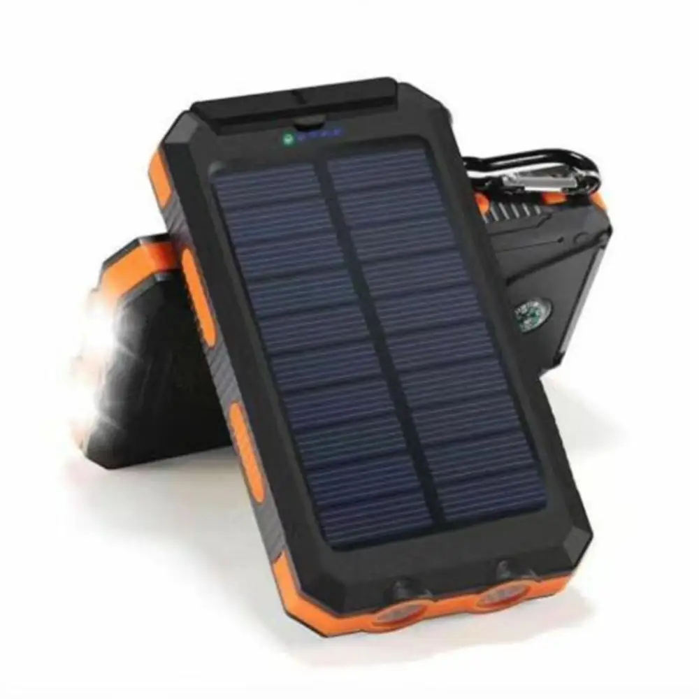 Solar Panel Dual USB Power Bank Case SOS Light Flashing Light Compass Bank Power Case External Box Mobile Phone Fast Charger