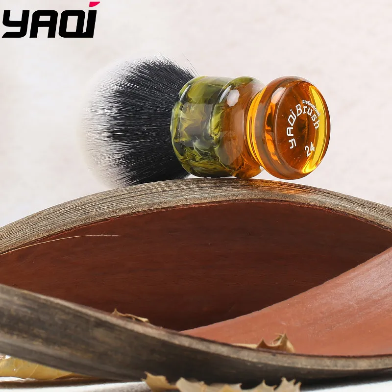 2026 Yaqi 24MM Men's Professional Wet Shave Brush - Black/White Tuxedo Synthetic Fibre with Resin Handle for Smooth Shaving