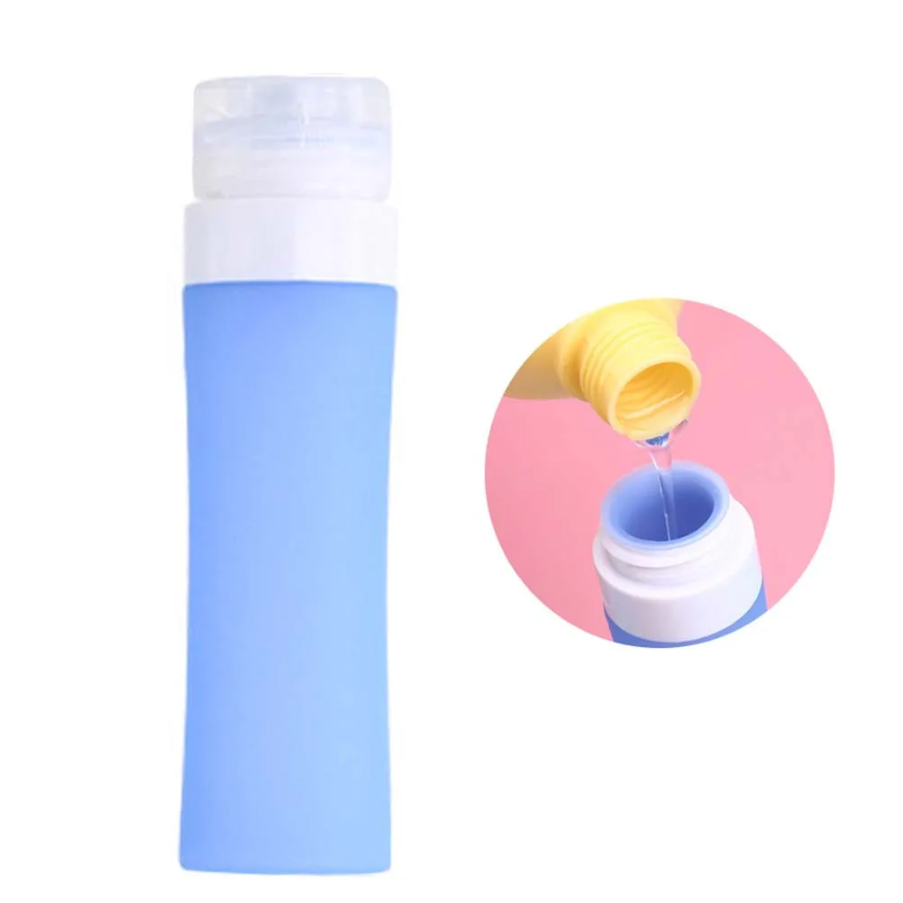 زجاجات سفر من السيليكون محمولة 80 مل قابلة للعصر وقابلة لإعادة الملء وموزع شامبو ومستلزمات الزينة وحاويات سائلة وزجاجة سفر #2