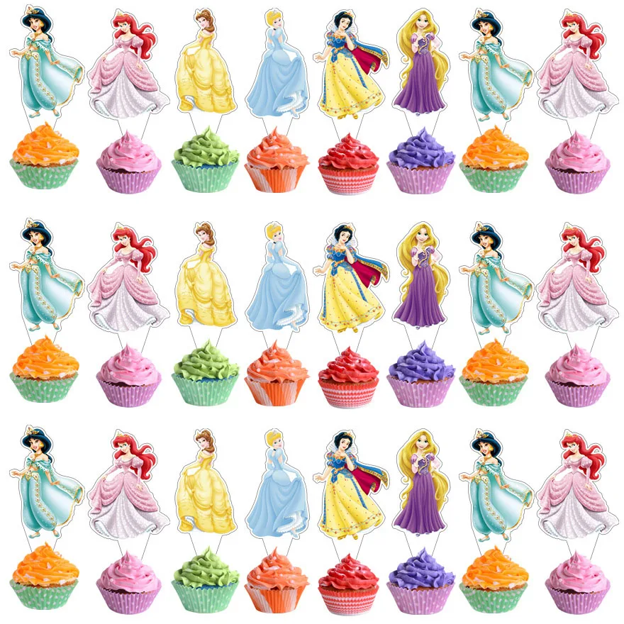 Disney Frozen Elsa Cake Decor Birthday Party Supplies paper Cake Topper Six Princess Alice Theme Cake flag Baby Shower