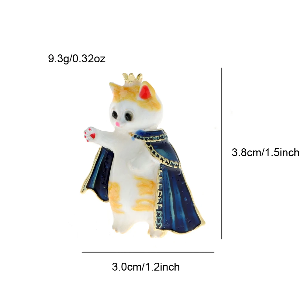 CINDY XIANG Enamel Cat King Brooch Cute Cartoon Animal Pin 2 Colors Available Bagpack Badages Summer T-shirt Accessories