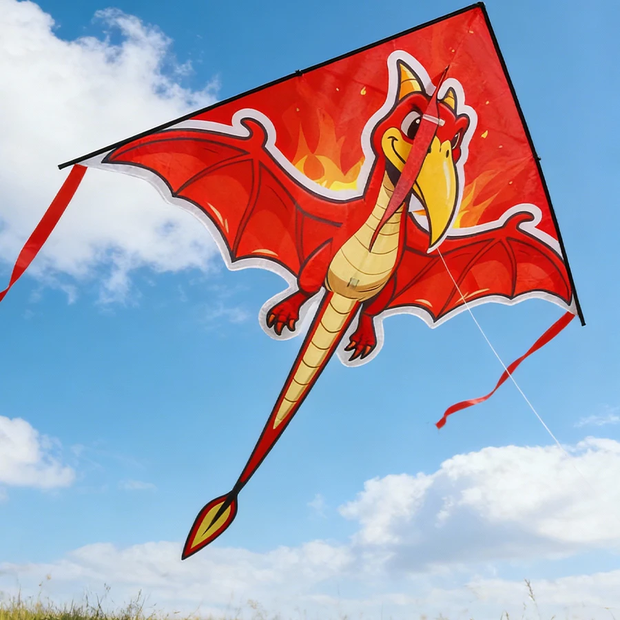 Cometa Red Dragon para niños: cometa grande fácil de volar de 140 cm, tela duradera para juegos al aire libre, playa y parque (a partir de 6 años)