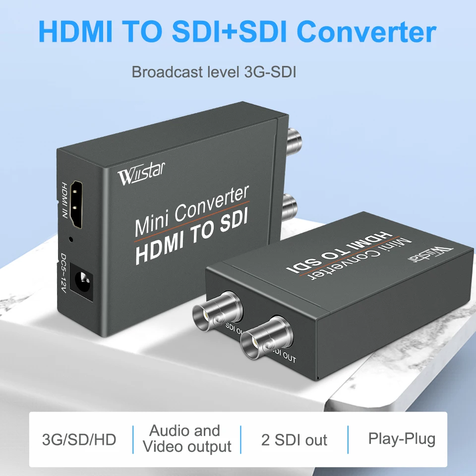 Wiistar konwerter wideo HDMI na SDI/2SDI BNC SDI/HD-SDI/wspornik adaptera 3 g-sdi 1080P do kina domowego