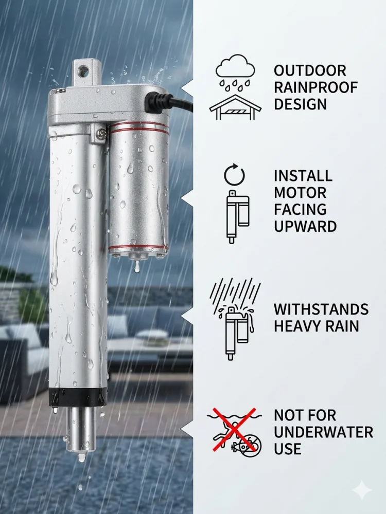 MP0150 12/24V DC Linear Actuator, Heavy Duty High Thrust Electric Push Rod, 10mm/s Speed, Adjustable Stroke 50–550mm, Rainproof view 6
