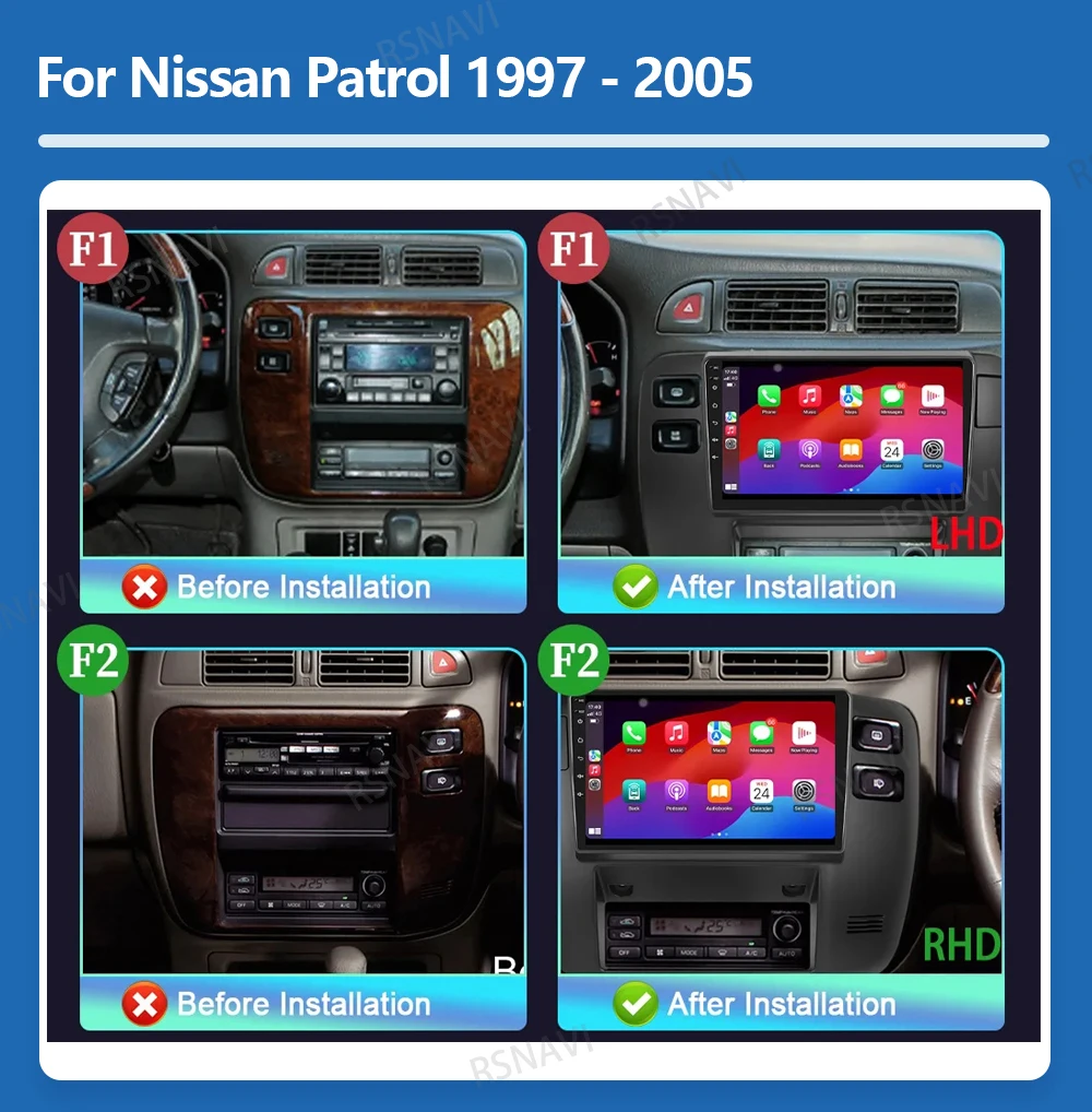 Android 16 Carplay Auto For Nissan Patrol 1997 - 2004 2005 Radio Player Multimedia stereo Navigation Video GPS Head Unit  DSP