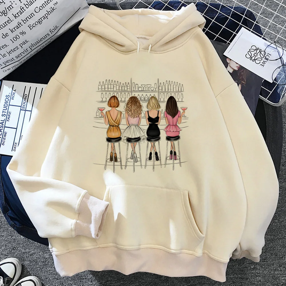 Women Print hoodie anime sweater Y2K patterned modern style soft fabric funny girl sweatshirts youthful funny modern style