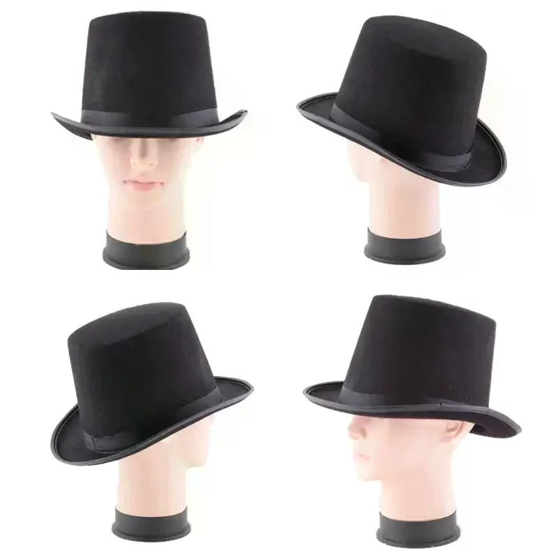 Gentleman's Felt Magician Cylinder Hat, Mad Hatter Halloween Costume Cap For Men & Women