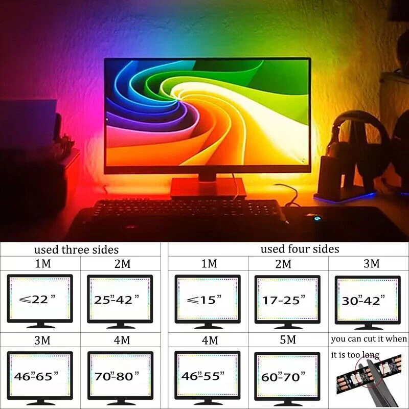 PC światło tła pasek Immersive USB RGBIC listwy LED Monitor komputerowy ekran z synchronizacją kolorów inteligentne oprogramowanie sterujące lampami