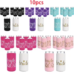 10-Packs Bachelorette Party Decorations Slim Can Cooler Bridesmaid Bride Squad Can Sleeves Bride To Be Wedding Proposal Favor