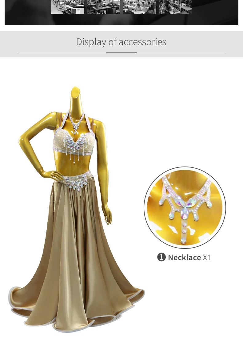 Damen Abendkleid für Bauchtanz, Tanzkostüm, Zigeuner-Auftrittskleidung, Mädchen-Übungskleidung, Orientalisches Karneval-Bühnenoutfit – Detail 4