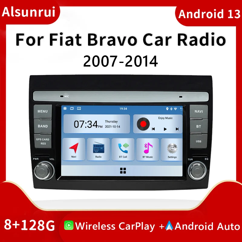 

7" Wireless Android Auto Carplay 2 din Car Radio Multimedia For Fiat Bravo 2009-2014 Car Android Video Stereo GPS