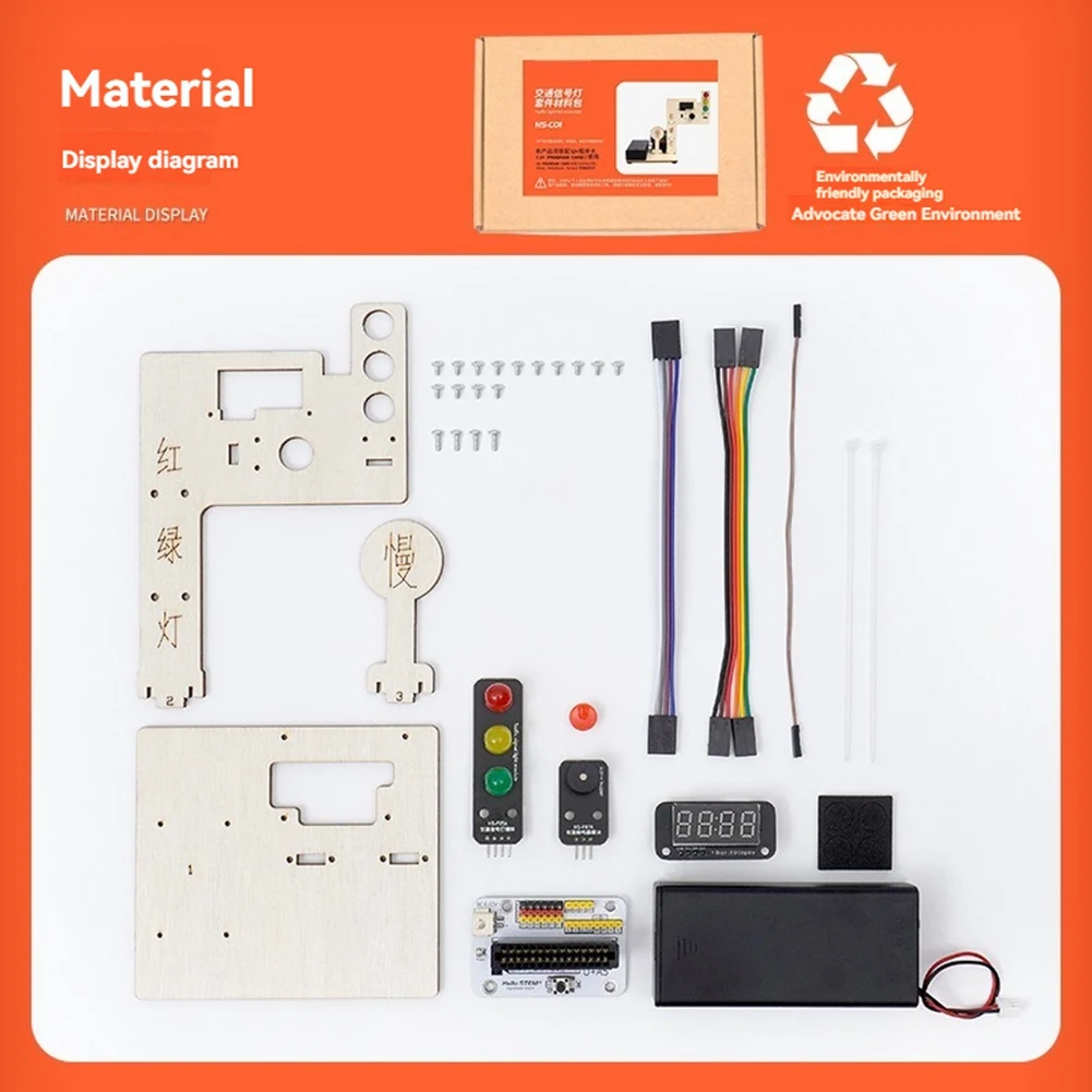 Kit Lampu Sinyal Lalu Lintas KZQ-fDIY Kit Pemrograman Cerdas dengan Kartu Program U+ Kompatibel dengan UNTUK Arduino