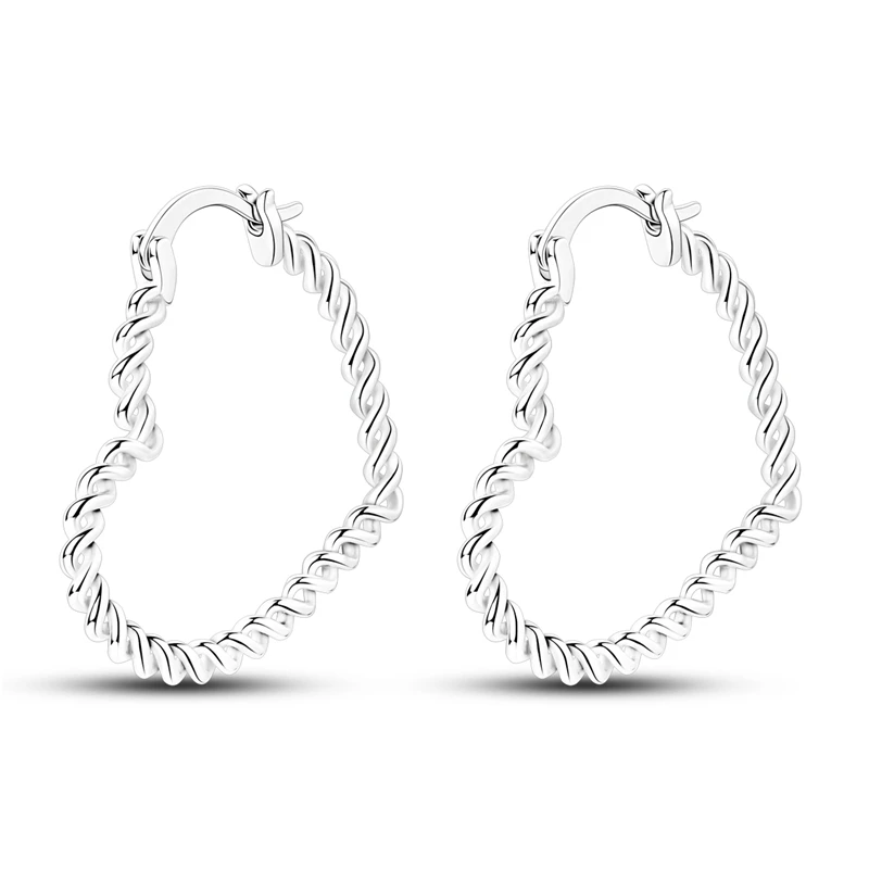 

Серьги из стерлингового серебра 925 пробы, женские сверкающие бесконечные вязаные серьги в форме сердца, большие серьги-кольца для юбилея, свадьбы, ювелирные изделия, подарки