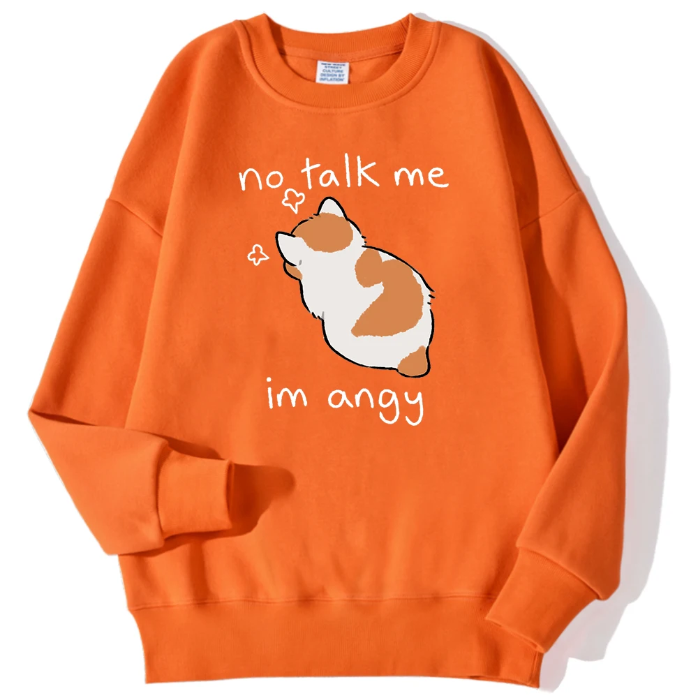 Tsundere Cat No Talk Me Im Angy Print Man Sweatshirt Casual Comfortable Warm Hoodie Street Fashion Pullover Autumn Fleece Tops