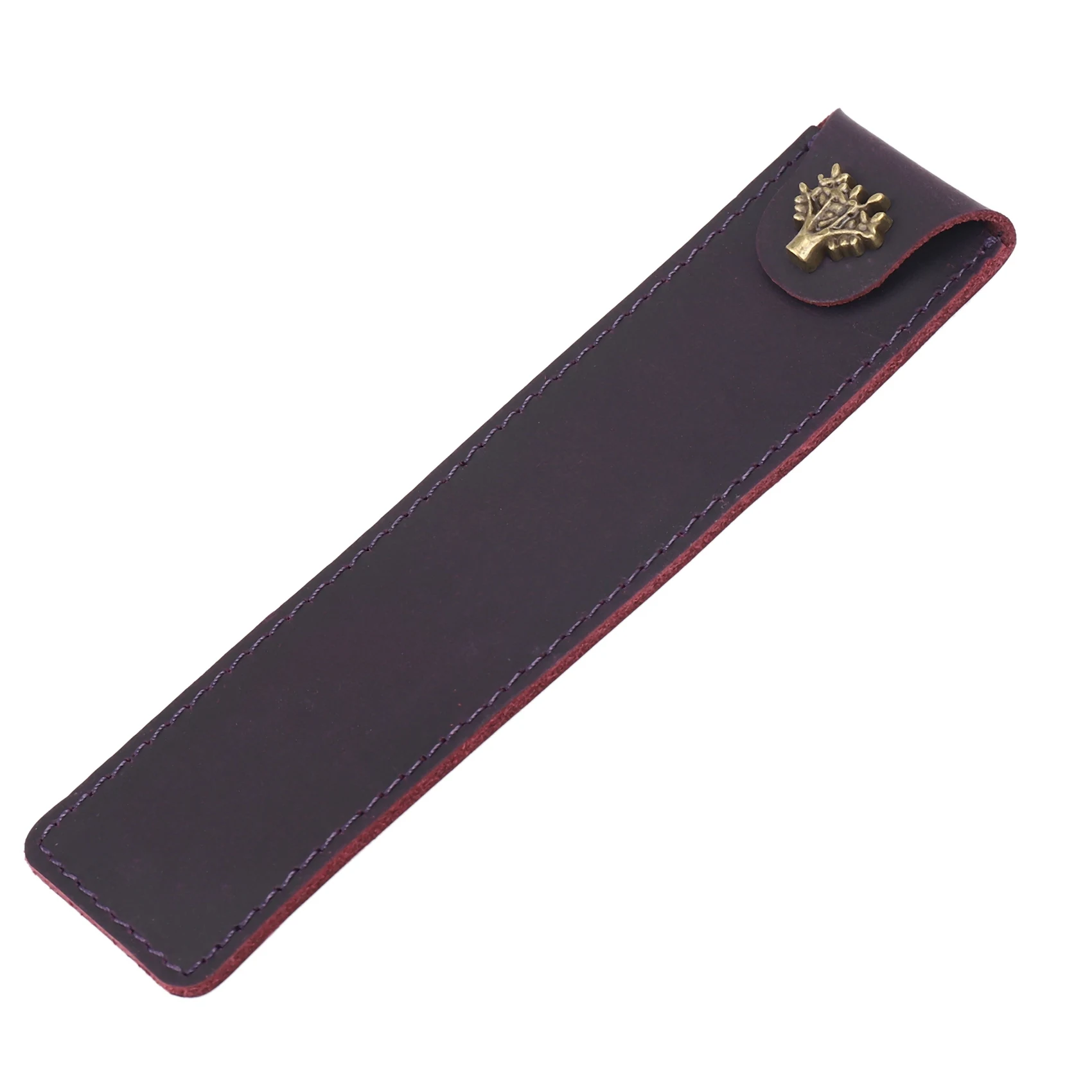 Porte-stylo en cuir véritable, sac à crayons unique, étui à stylo avec bouton-pression pour stylo à bille à bille