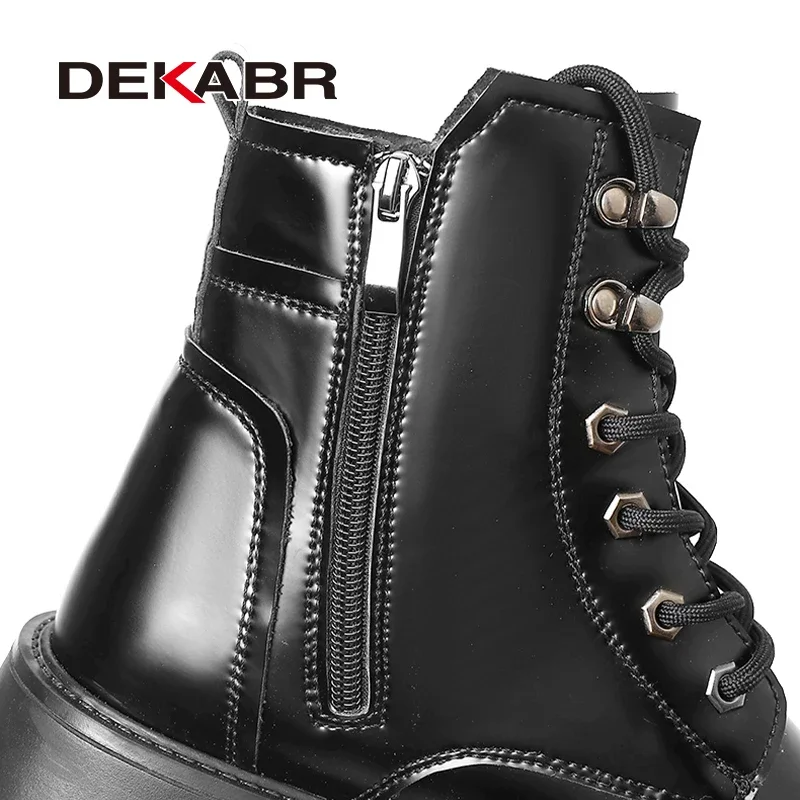 DEKABR New Comfortable Autumn Winter Warm Fur Boots Genuine Leather Soft Mens British Style Handmade Non-Slip Boots Size 38-45