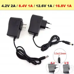 AC 100-240V Power Supply Adapter  DC 8.4V 12.6V 16.8V 1A 1000MA 4.2V 2A 5.5*2.5mm for 18650 Lithium Battery Charger