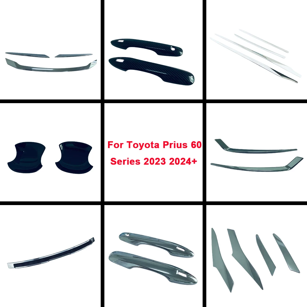 

For Toyota Prius 60 Series 2023 2024+ ABS Side Door Body Handle Trim Front Engine Machine Grille Light Hood Cover Eyebrow