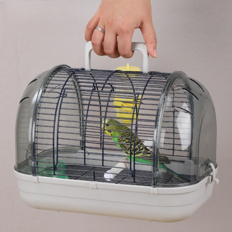 Portable Carrier Bird Cages Budgie Acrylic Transparent Outdoors Park Bird Cages Bath Metal Jaula Pajaro Pet Products WZ50BC