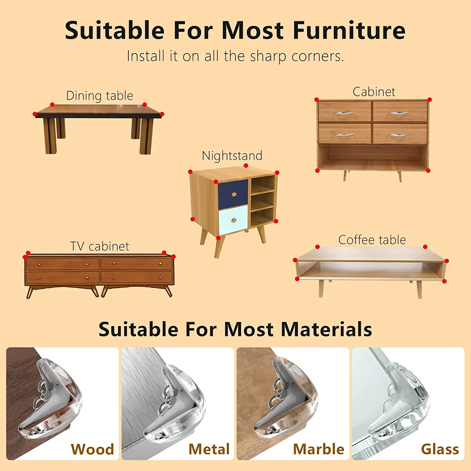 Protectores de esquina de seguridad anticolisión, parachoques a prueba de bebé y cojín para cubrir bordes afilados de muebles para bebé, paquete de 10