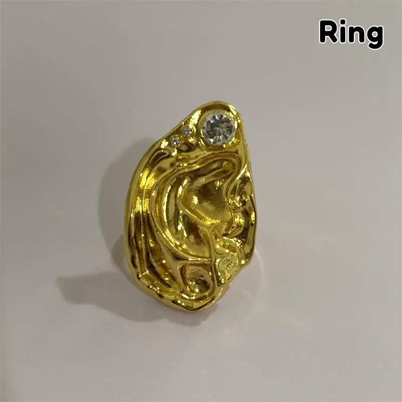 Ear Shaped Earrings Metal Ring Jewelry Irregular Statement Ring Unique Textured For Daily Wear Parties & Events