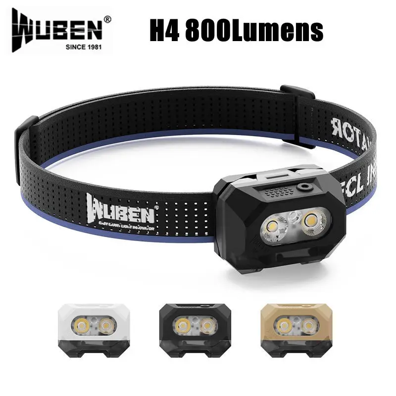WUBEN H4 Headlamp 800Lumens Waterproof Headlight With Red Light Night Vision Function For EDC Outdoor Camping Hiking Running