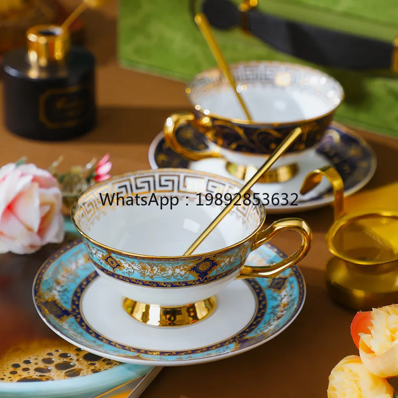 

uropean ceramic bone china coffee cup saucer set retro British afternoon tea set premium gift box