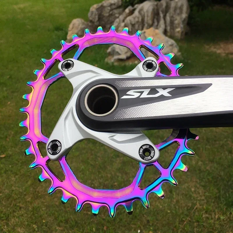 104BCD Oval Bicycle Chainwheel Mountain Bike 44 46 48T Aluminum Alloy Titanium-Plated Rainbow Narrow Wide Chainring