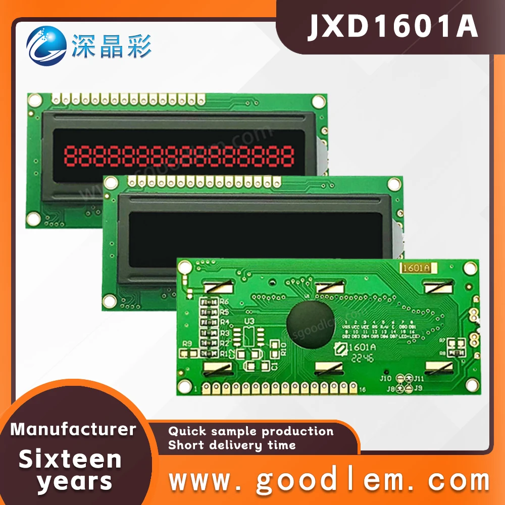 Wholesale sales Character type lcd display module JXD1601A VA Red font 16X1 lattice small screen led backlight