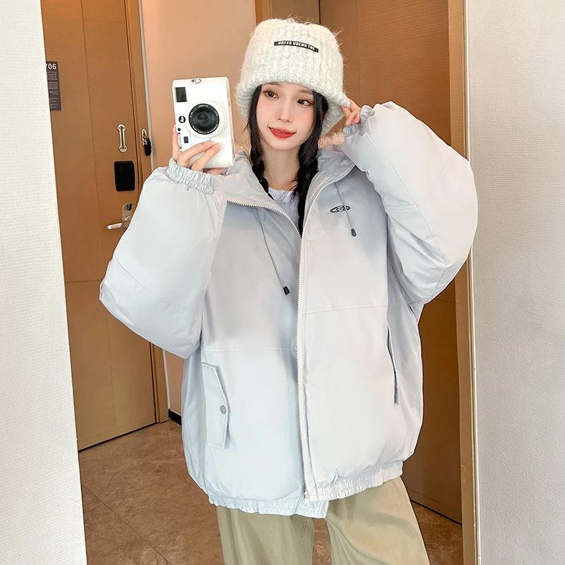 

Retro Fur Collar Hooded Coat Women Solid Thicken Warm Zipper Cotton Parkas 2025 Winter Fashion Lady Streetwear