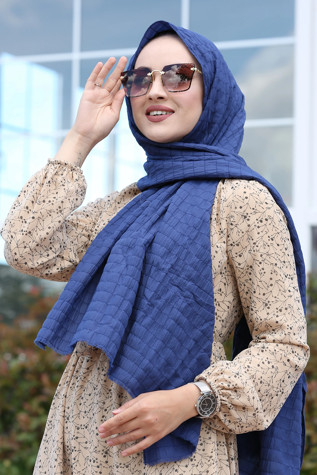 Seedling Shawl E-Indigo Winter Autumn 2021 Muslim Women Hijab headscarf Islamic Turkey