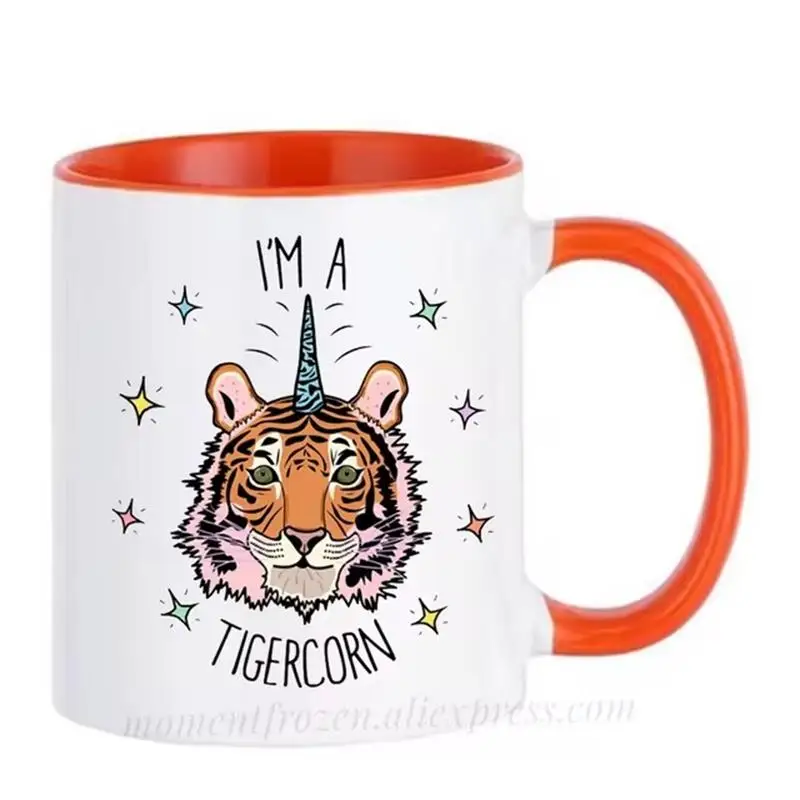 Tiger Cups Unicorn Coffee Mugs Caffeine Cocoa Tea Mugen Friend Gifts Home Decal Milk Tableware Coffeeware Teaware Beer Drinkware