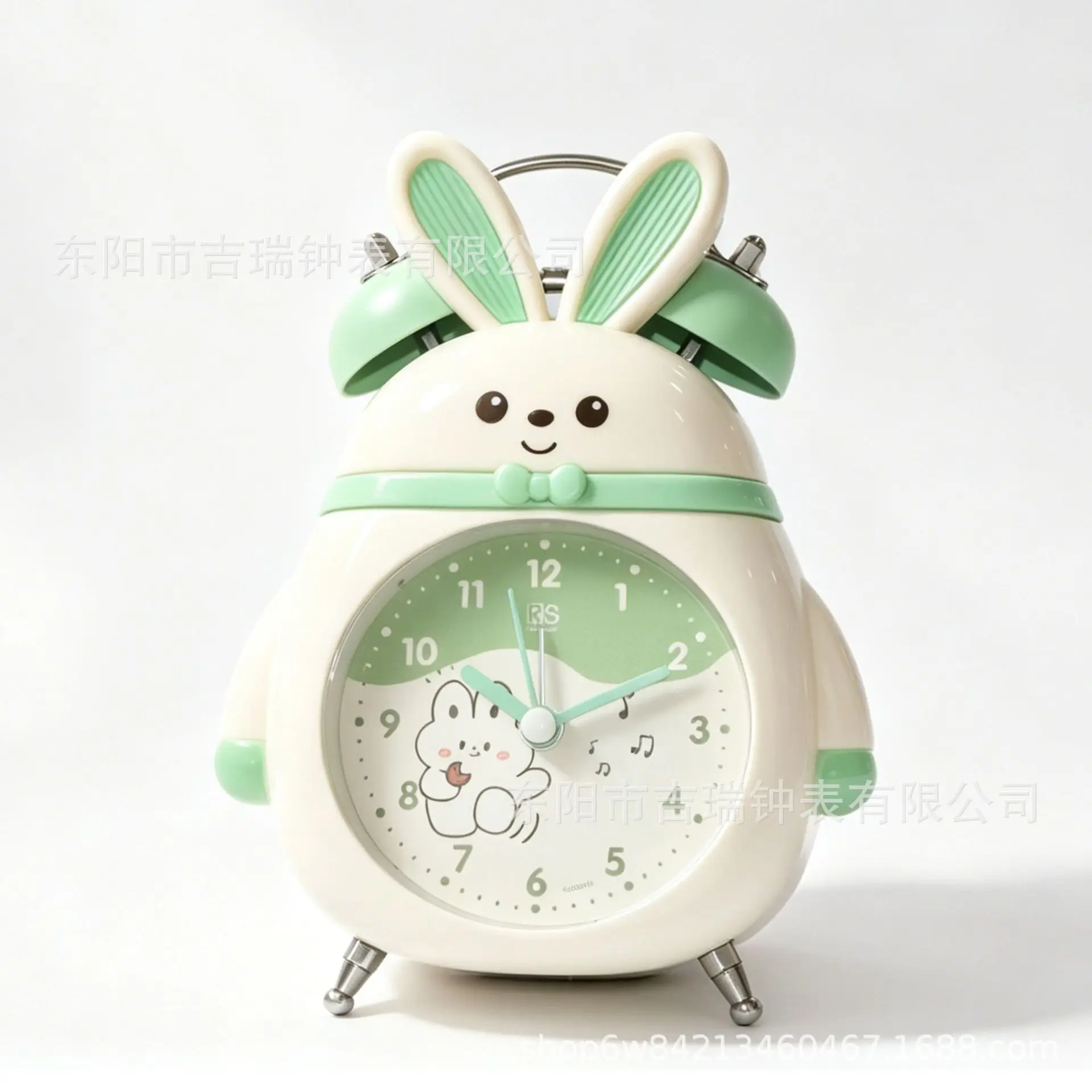 Creative Cute Rabbit Alarm Clock Children Student Silent Bedside Clock Cartoon Table Clock Night Light Multifunctional Alarm