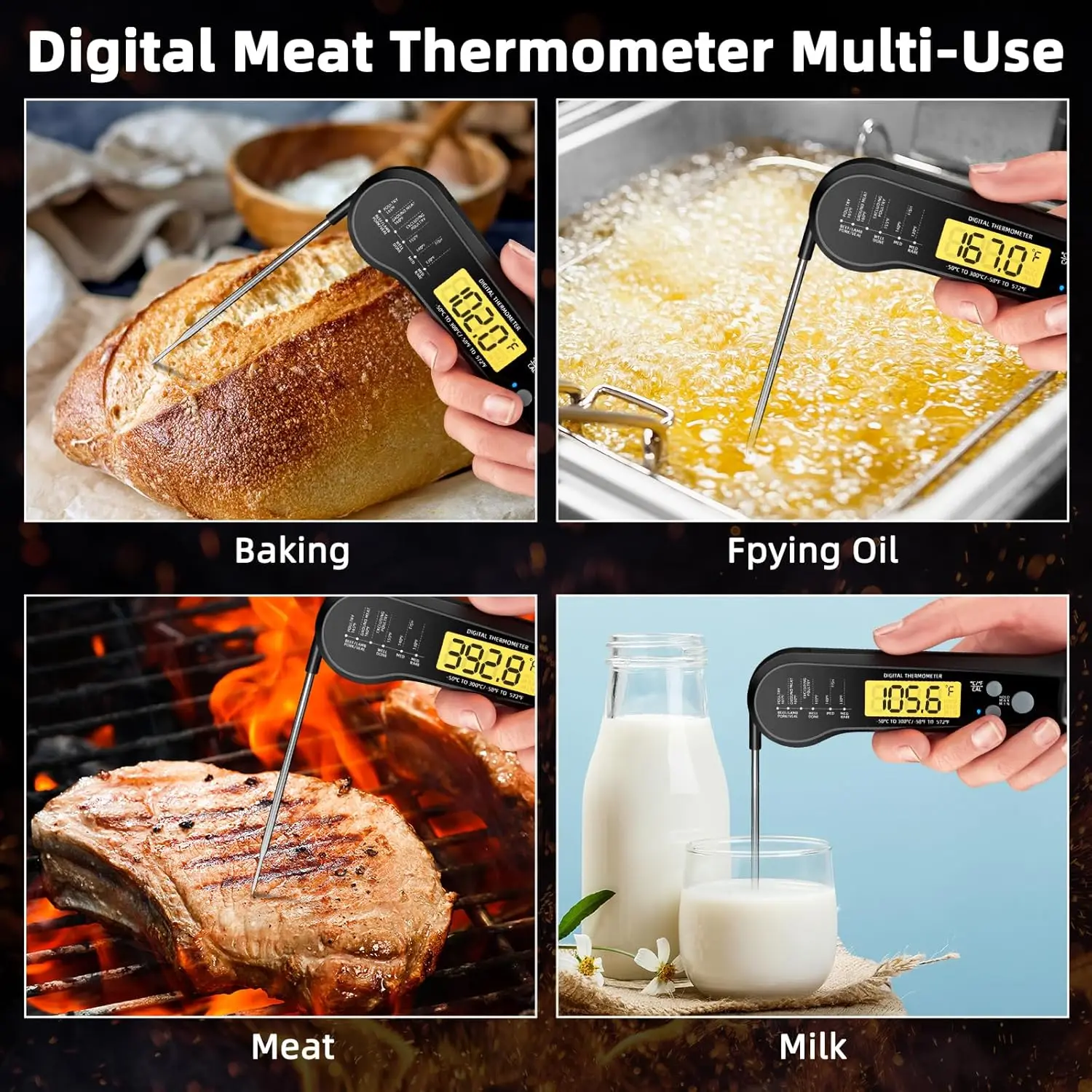 Accessoires de cuisine thermomètre alimentaire outils de cuisine numériques mesure de température rapide BBQ Grill huile thermomètre à viande étanche