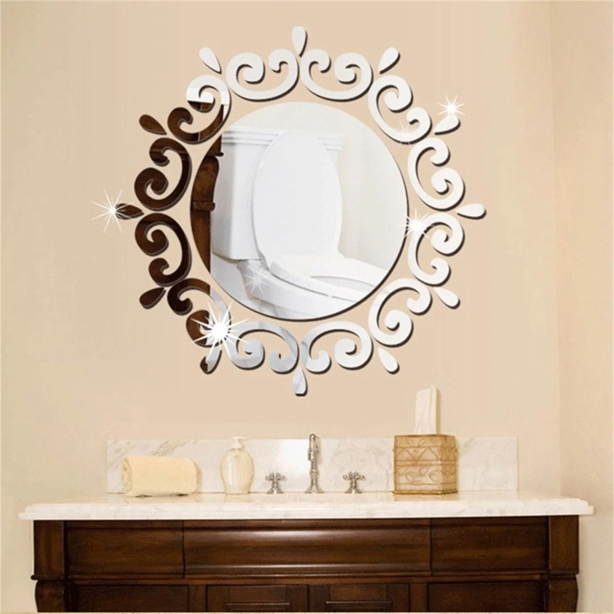 25pcs/set Sunflower Acrylic Mirror Surface Wall Stickers Home Decor Bedroom Living Room Peel & Stick Wall Art Mural Decals