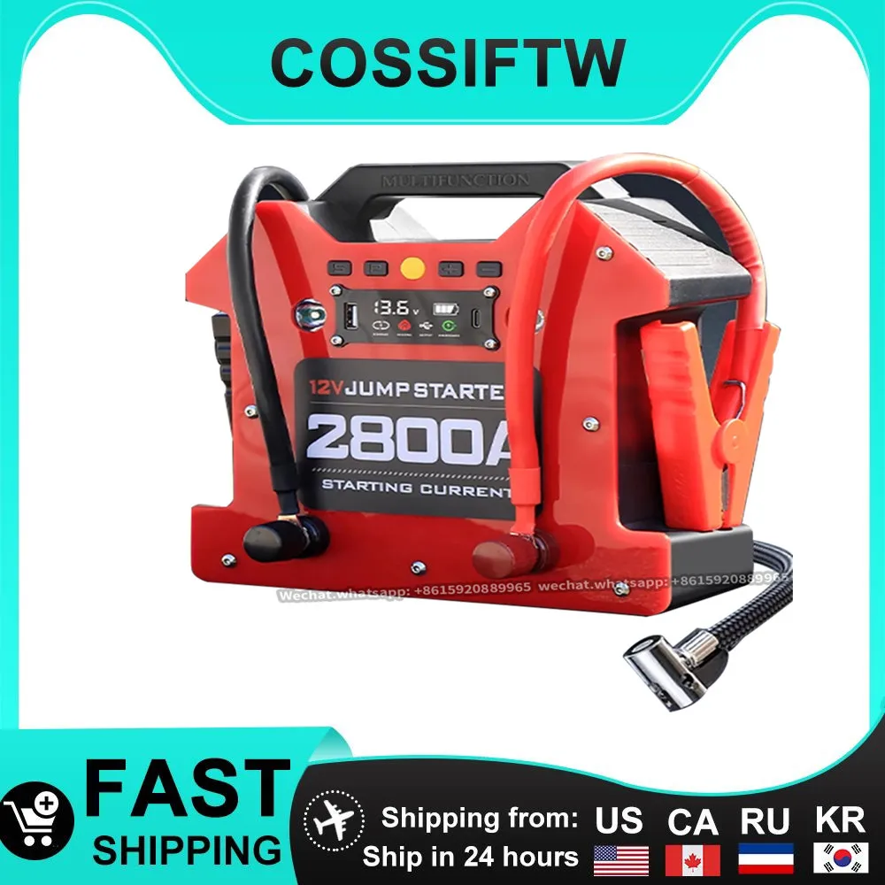 Воздушный компрессор COSSIFTW 260PSI 2800A, автомобильный аккумулятор, стартер, аккумулятор 12 В, портативный ящик для автомобиля, грузовика с накачивателем шин Воздушный компрессор COSSIFTW 260PSI 2800A, автомобильный аккумулятор, стартер, аккумулятор 12 В, портативный ящик для автомобиля, грузовика с накачивателем шин