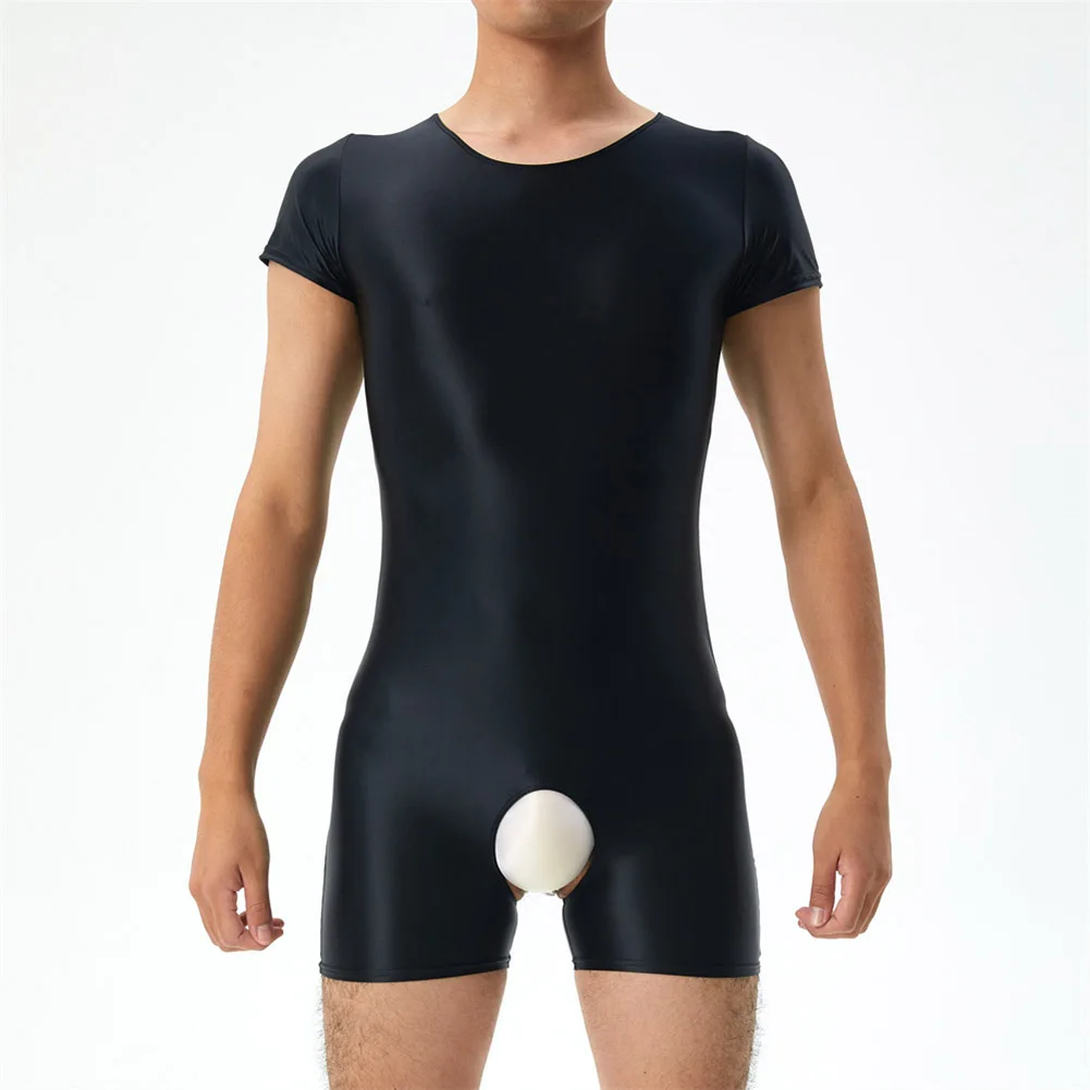 Combinaison Brillante Sexy pour Homme, Slim, Sans Entrejambe, Justaucorps Extensible, Précieux, Ultra-Mince, Sous-Vêtements Transparents, Gay, Séduction, 7.0