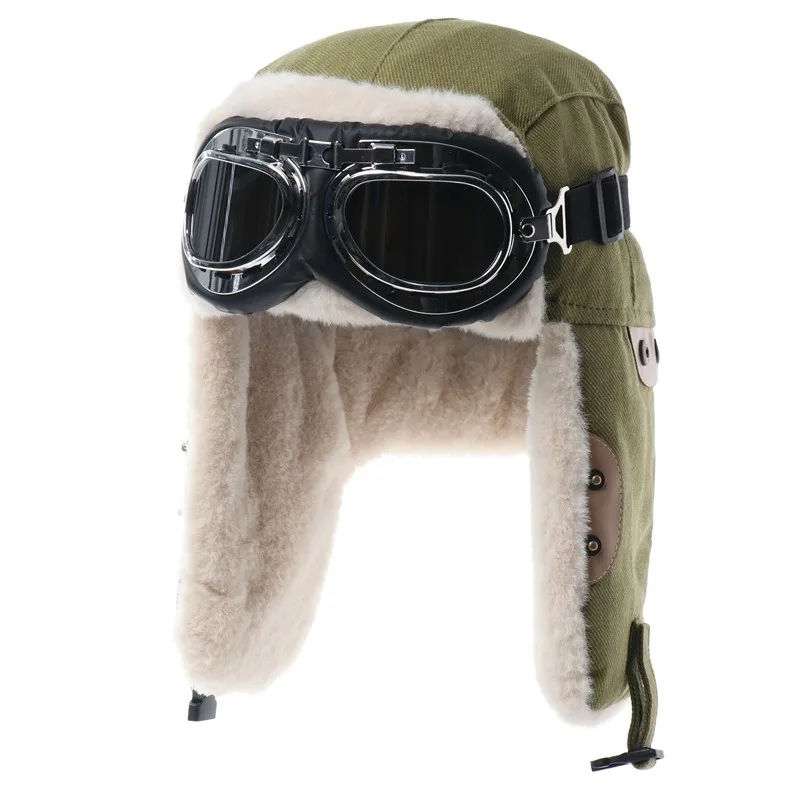 

Winter Outdoor Skiing New Leifeng Hats Men Women Fleece Warm Goggles Pilot Hats Windproof Ear Protection Hats Cold Resistant