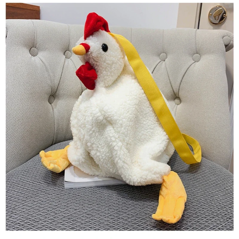 유아 신생아 귀여운 플러시 크로스 바디 지갑 만화 치킨 숄더 백 파티 작업 여행 가방 여성용, 스트리트웨어