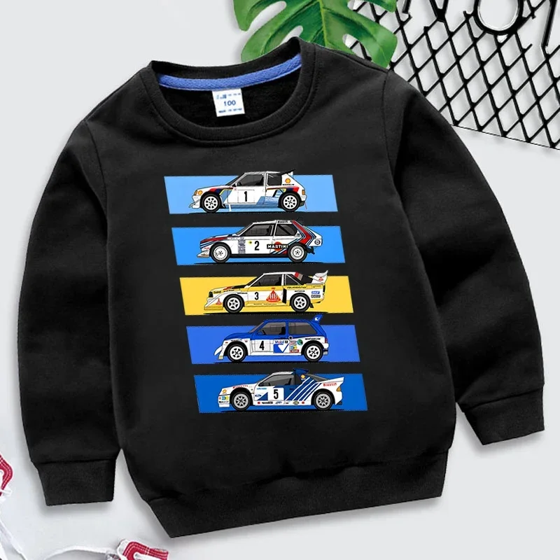 Rally Car Boys Girls Hoodies Drift Sweatshirt Fashion Car Lovers Hoodies  Automobile Culture Roupa Infantil Cartoon Kids Clothes