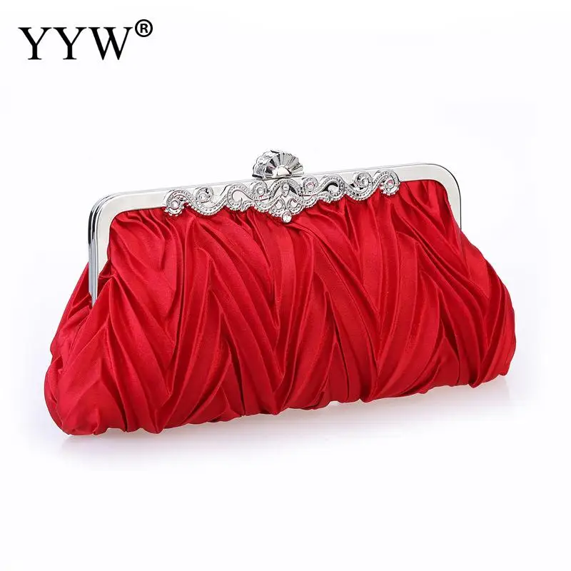 Luxury Satin Elegant Clutch Bag With Chain Shoulder Bags Wedding Solid Envelope Pouch Ladies Party Banquet Clutches Purse