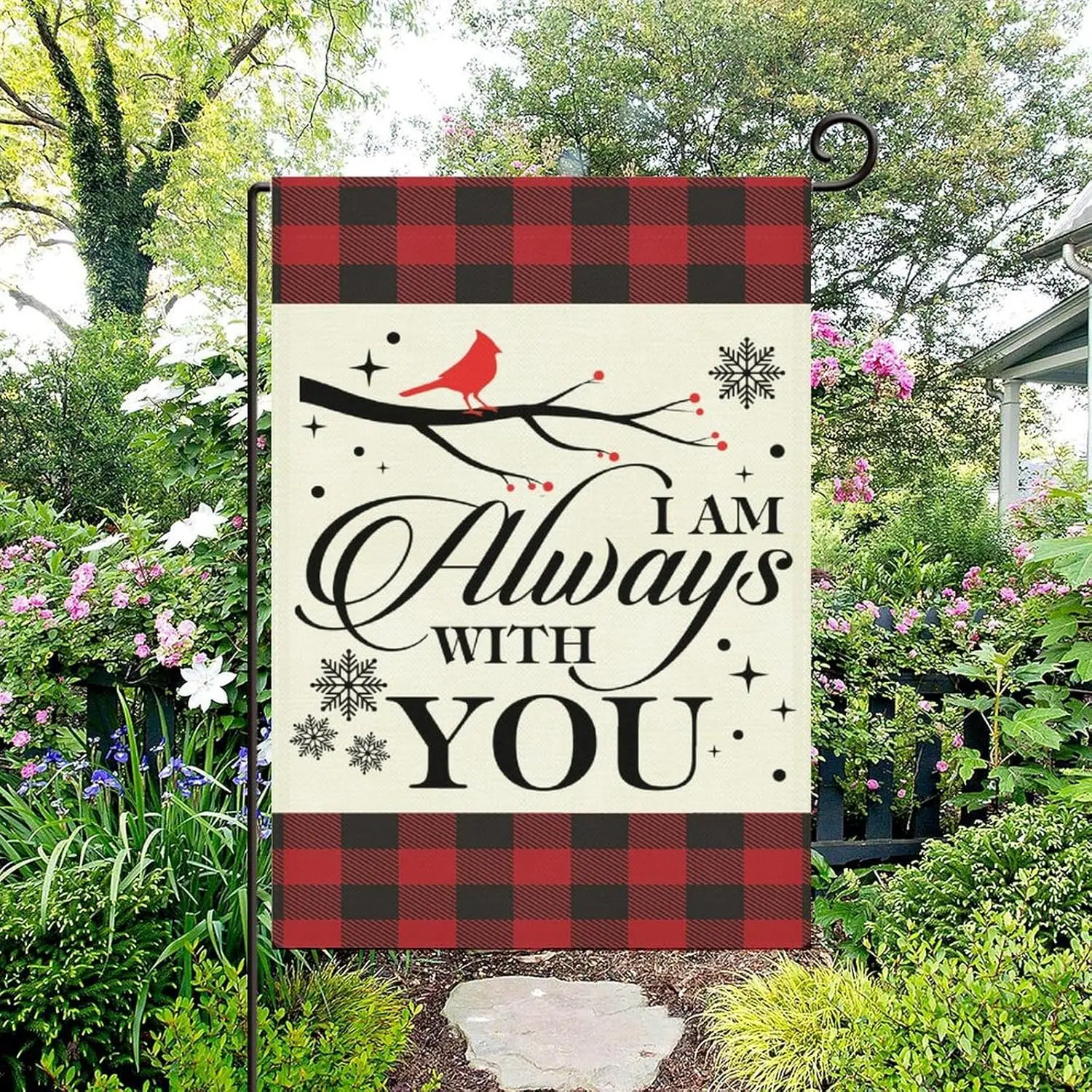 Cardinals I Am Always with You Garden Flag 12x18in Double Sided Burlap Farmhouse Christmas Yard Flag Welcome for Deck Patio Porc