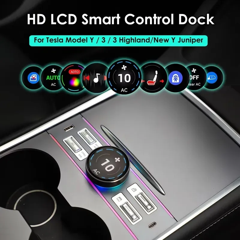 New Y Juniper Intelligent LCD Center Console Dock Knob Multifunction USB Hub Car Accessory for Model 3 Y