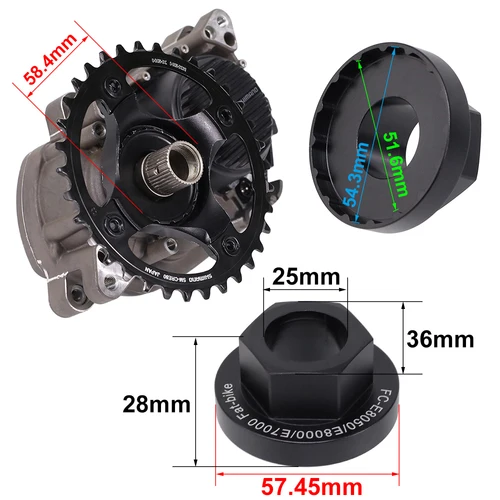 Imagen 2 del producto Plato de Motor de bicicleta eléctrica HEPPE, herramienta de instalación y extracción, llave de anillo de bloqueo para Motor Shimano E6100 E7000 E8000 E8050