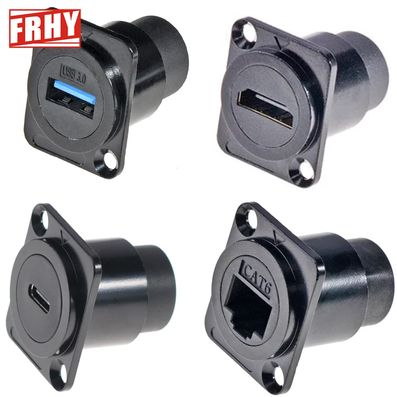 1PCS Metal D-Type Connector Module- CAT6/USB 2.0/3.0/Type C/HDMI 2.0-Panel Mount Electronic Jack for Network/AV Connectivity