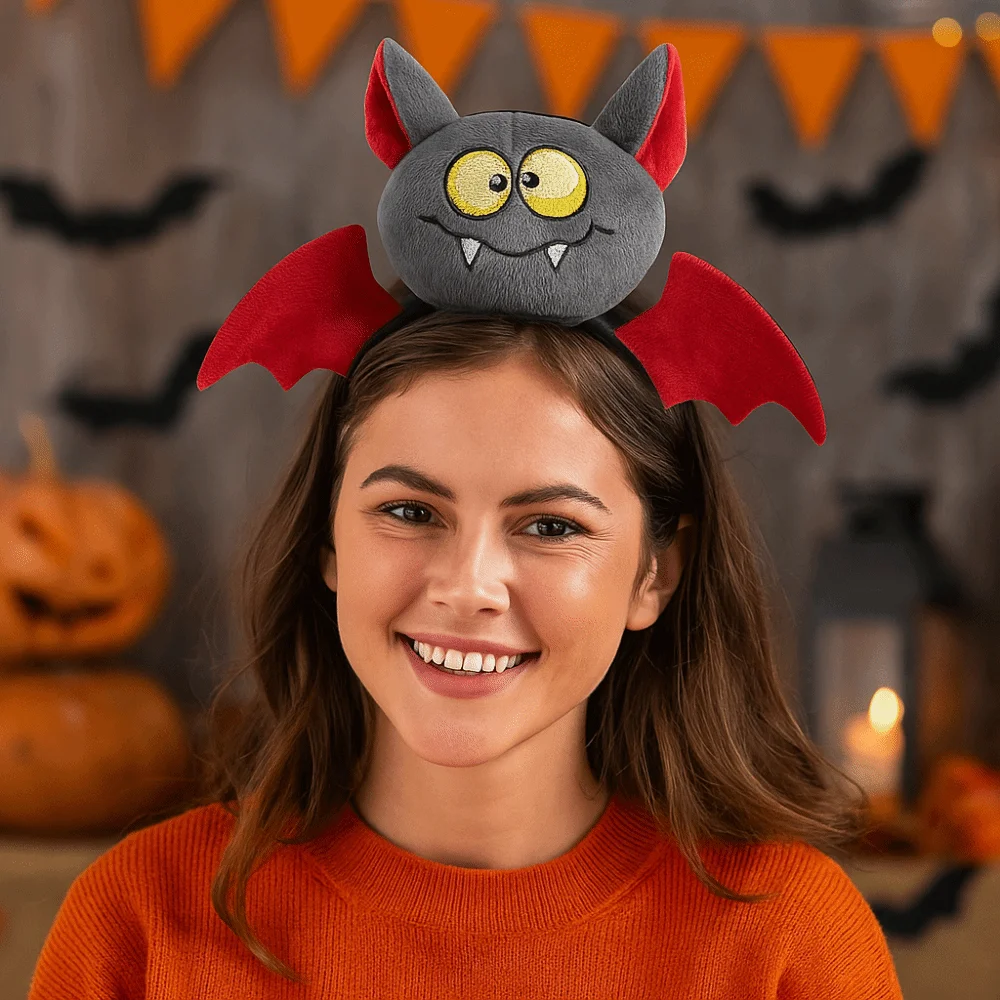 

Funny Pumpkin Halloween Headband Skeleton Bat Halloween Hair Hoop Ghost Plush Catoon Hairband Girls/Children